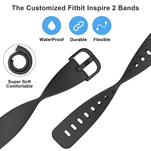 AK Band Compatible with Fitbit Inspire 2 Bands for Women Men, Adjustable Replacement Sport Wristbands Straps for Fitbit Inspire 2 / Ace 3 (Black)