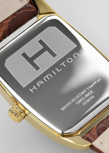 Hamilton American Classic Boulton Quartz Men's Watch, 27mm x 32mm Stainless Steel Case, Swiss Made, White Dial Analog Wrist Watch for Men, 30m Waterproof, Mineral Crystal, Cow Leather Strap