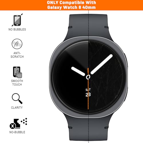 SPGUARD 4 Pack for Samsung Galaxy Watch 8 Screen Protector 40mm Tempered Glass Clear Film Anti Scratch Bubble Free Compatible with Galaxy Watch8 40mm(NOT for Others Models)