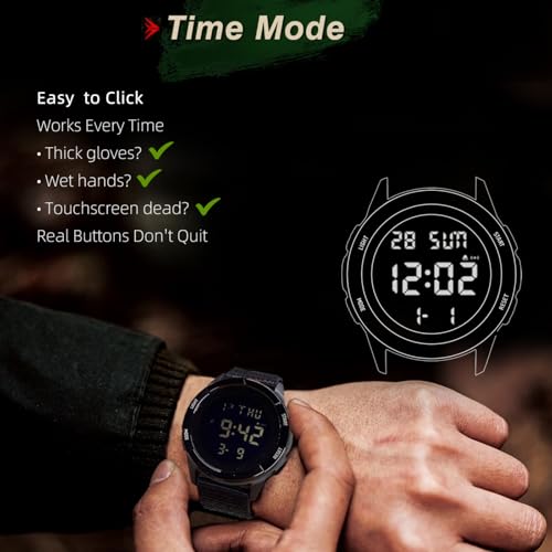 CakCity Digital Watch Military Watches for Men Black Tactical Waterproof Sports Men's Women's Wrist Watch with LED Backlight Stopwatch Nylon Band