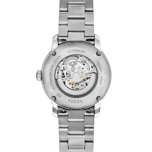 Fossil Men's Watch, Heritage Automatic Silver Stainless Steel Watch for Men