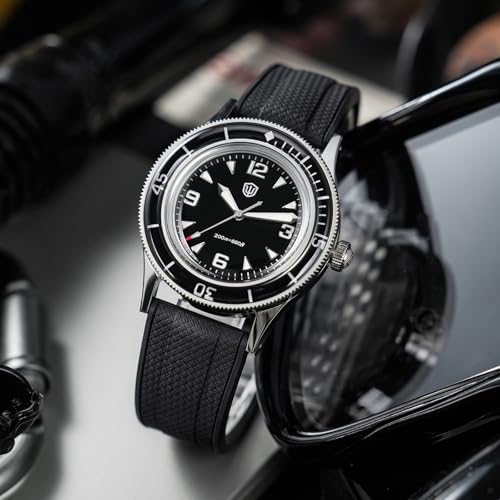 watchdives WD50Q Dive Watch for Men, 38mm, Enamel Black
