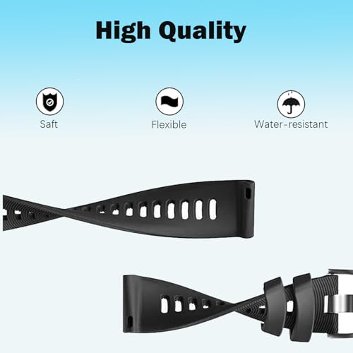 2 Pack Waterproof Bands Compatible with Garmin Forerunner 245/55 Watch Band, 20mm Replacement Strap for Forerunner 245 Music Watch Bands (black/balck)