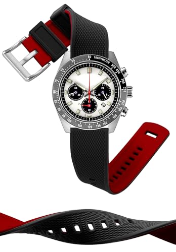 Artthurse Silicone Watch Bands Quick Release 18mm, 20mm, 22mm for Men and Women Replacement Rubber Watch Band Soft Breathable Waterproof Sport Watchbands Straps (Black Red & Silver, 22mm)