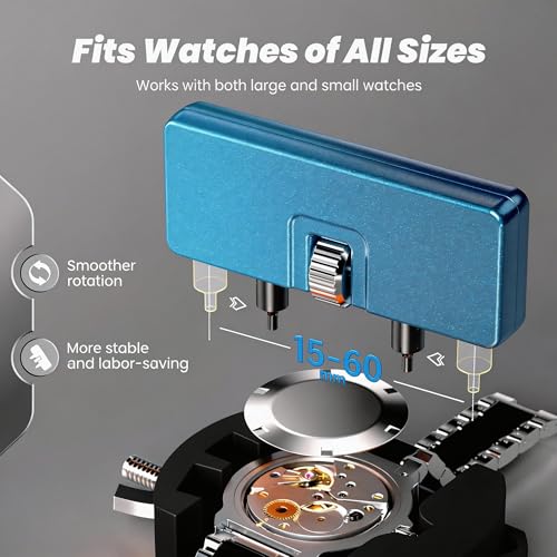 MARVLLGGOSO Watch Battery Replacement Tool Kit with Spring Bars, 5-in-1 Precision Screwdriver, Adjustable Back Case Opener, Holder, Pry Tool, Spring Bar Tool with Scale, Tweezer, Watch Repair Kit for Watch Back Removal and Band Replacement
