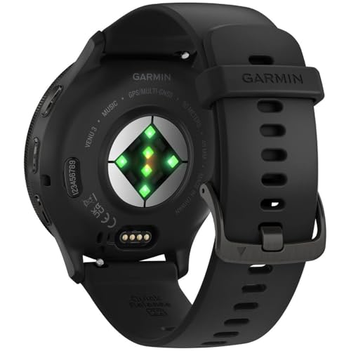 Garmin Venu 3 (Refurbished) Slate Stainless Steel Bezel 1.4-Inch AMOLED Touchscreen Display Smart Watch with 45mm Black Case and Silicone Band, 010-N2784-01