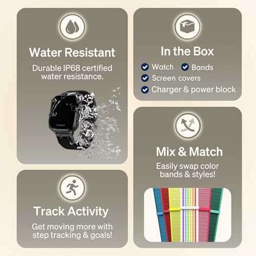 JrTrack 5 Kids Smart Watch by Cosmo | Best Kid-Safe Phone Watch | Precision Real-Time GPS Tracking | Call, Text, Activity, School Settings | Spotify Music | Parental Controls | SOS & Safety Alerts