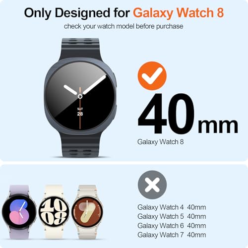 Landhoo [6+6Pack] for Samsung Galaxy Watch 8 40mm Screen Protector Case, Hard PC Bumper + HD Anti-Fog Tempered Glass Protective Film, Waterproof Face Cover Set for Galaxy Watch 8 40mm Accessories