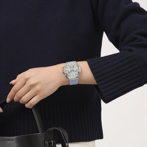 Swatch New Irony Chrono Unisex Dress Watch Stainless Steel Blue Quartz Water Resistant BLUESHIFT Glow