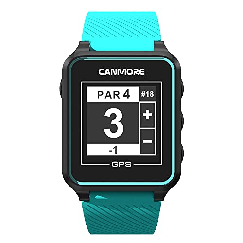 CANMORE TW353 Golf GPS Watch for Men and Women, High Contrast LCD Display, Free Update Over 41,000 Preloaded Courses Worldwide, Lightweight Essential Golf Accessory for Golfers, Turquoise/Gray