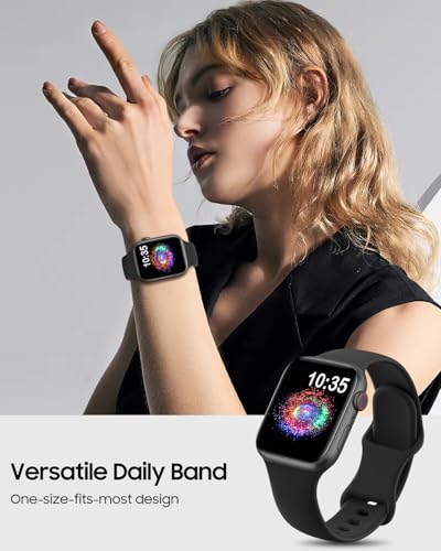 TreasureMax Sport Band Compatible with Apple Watch Bands 38mm 40mm 41mm 42mm 44mm 45mm 46mm 49mm Men Women, Soft Silicone Strap for iWatch Series 11 10 9 8 7 6 5 4 3 2 1 Ultra SE Black