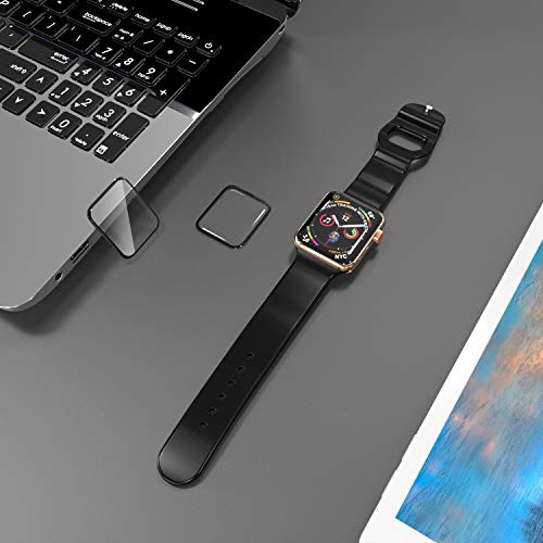 EWUONU [2 Pack Tempered Glass Screen Protector for Apple Watch 44mm SE 3/SE 2/ Series 6//5/4, 3D Full Coverage [Easy Installation Frame] Waterproof Bubble-Free HD Clear Film for iWatch 44mm