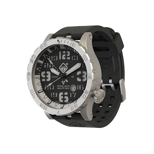 HAZARD 4 Heavy Water Diver(TM) BlackTie White GMT: Titanium Tritium Dive-Watch - "B"