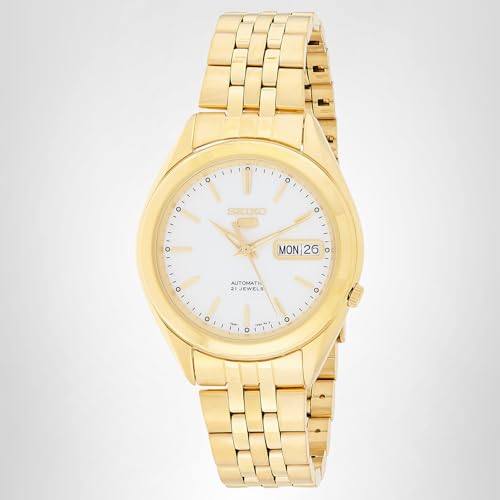 Seiko Men's SNKL26 Gold Plated Stainless Steel Analog with White Dial Watch