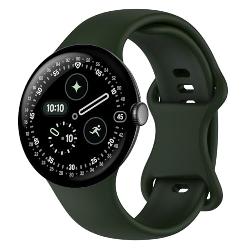 Eiavike Band Compatible with Google Pixel Watch 1/2/3/4, Soft Silicone Sport Replacement Straps Bracelet (Field Green, Pixel Watch 4/3/2/1 41mm-(for 6.1-8.3 inch wrist))