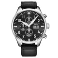 Stuhrling Original Navigator Chrono 4075 Men’s Pilot Chronograph – 43mm Case, Sunray Dial, Luminous Markers, Quartz, Mineral Crystal, Leather Strap, 50M Water Resistant