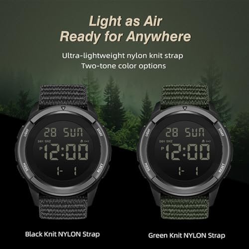 CakCity Digital Watch Military Watches for Men Black Tactical Waterproof Sports Men's Women's Wrist Watch with LED Backlight Stopwatch Nylon Band