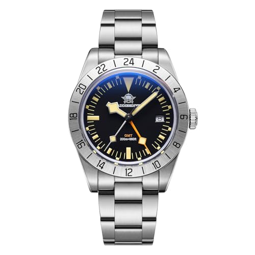 ADDIESDIVE Men's Watches GMT Watch Quartz, Dual Time, Quickset Date with Screw Down Crown, Swiss Movement Waterproof 200M Luminous AD2036 GMT Watch for Men