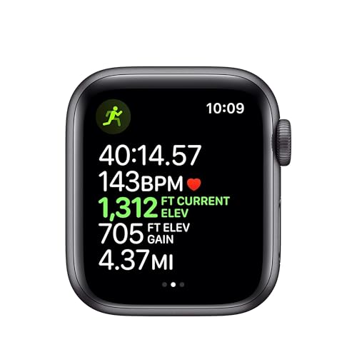 Apple Watch Series 5 (GPS, 44MM) - Space Gray Aluminum Case with Black Sport Band (Renewed)