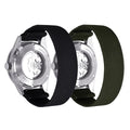 PTFULUOS 2 Pack Fabric Braided Stretchy Solo Loop Watch Band - Compatible with 18mm 20mm 22mm - Quick Release Sport Elastic Replacement Straps for Men Women (S/22MM, Black + Green)