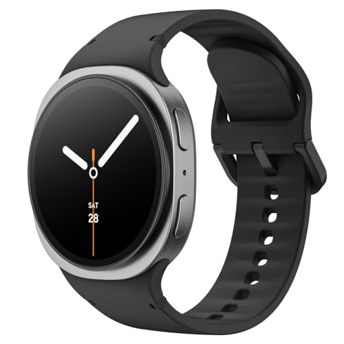MoKo Sport Band for Samsung Galaxy Watch 8 Band 40mm 44mm/Galaxy Watch 8 Classic 46mm, Soft Silicone Replacement Strap for Men Women, M/L, Black