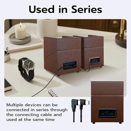 Mcbazel Watch Winder for Automatic Watches, Double Automatic Watch Winder Box with Quiet Japan-made Motor, Automatic Watch Display Storage Rotation Wristwatch Box with 2 Slots (Brown PU Leather)