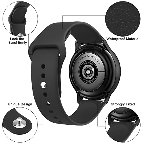 Meliya Bands Compatible with Samsung Galaxy Watch 7 & FE, 40mm & 20mm Soft Silicone Sport Replacement Straps for Women & Men (Black)