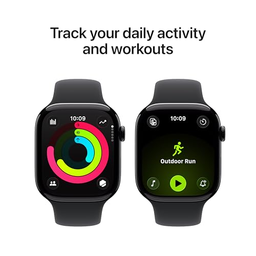Apple Watch Series 11 [GPS 46mm] Smartwatch with Jet Black Aluminum Case with Black Sport Band - M/L. Sleep Score, Fitness Tracker, Health Monitoring, Always-On Display, Water Resistant