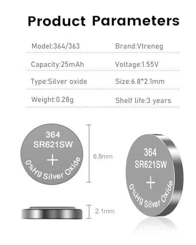 10 Pack 364 SR621SW Watch Battery 363 164 AG1 1.55V Silver Oxide Battery