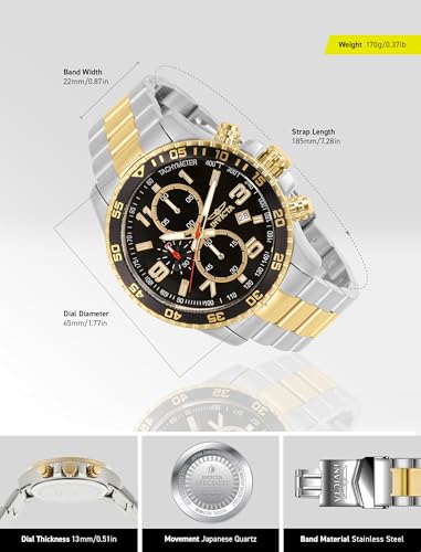 Invicta Men's 14876 Specialty Chronograph Black Textured Dial Two Tone Stainless Steel Watch