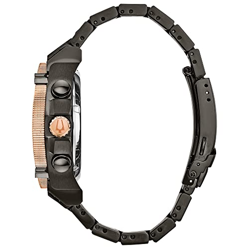 Bulova Men’s High Precisionist Quartz Icon Grey IP and Rose Gold Watch, Diamonds, 300M Water Resistant Model: 98D149