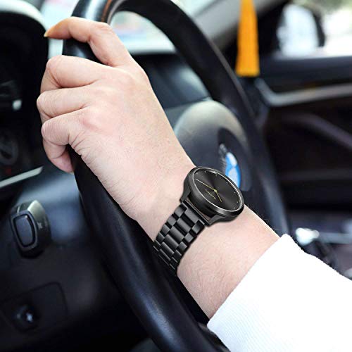 FINTIE 20mm Metal Bands Compatible with Garmin Vivoactive 6/5/3/3 Music, Venu Sq/Venu 2 Plus, Forerunner 55/165/245/645, Samsung Galaxy Watch 42mm/Active 2 1, Black