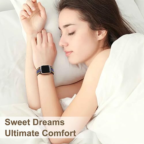 Easuny 5 Pack Stretchy Bands Compatible with Apple Watch 40mm 41mm 42mm 38mm 44mm 45mm 46mm Women, Elastic Fabric Nylon Strap Wristband for iWatch SE 3 2 1 Series 11 10 9 8 7 6 5 4 3 Boho Solo Loop