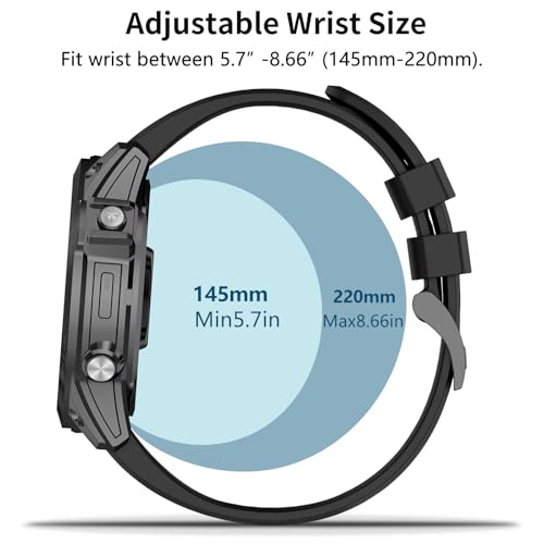 ZPJPPLX 26mm Easy Fit Watch bands For Tactix 8/Fenix 8 7X Pro 6X 5X,Soft Silicone Sport Straps Compatible for Garmin Tactix8/7/Fenix 6X Pro/5X Plus/Enduro3 2/Descent Mk2i/3i Epix Pro quatix 8 51mm