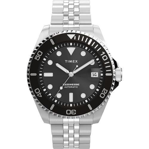 Timex Men's Harborside Coast 40mm Watch - Silver-Tone Bracelet Black Dial Silver-Tone Case