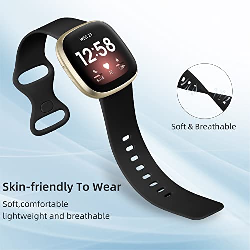 Odbeai Compatible with Fitbit Versa 4 Bands/Versa 3 Band & Fit bit Sense 2 Bands/Sense Band for Women Men,Soft Replacement Wristbands Sport Strap Accessories for Fit bit Smart Watch (Large, Black)