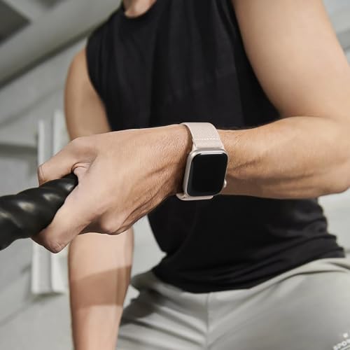 Maledan Stretchy Solo Loop Compatible with Apple Watch Bands Women Men 40mm 44mm 45mm 41mm 38mm 49mm 42mm 46mm,Soft Nylon Elastic Wristband for iWatch Series SE 11 10 9 8 7 6 5 4 3 2 1 Ultra,Starlight