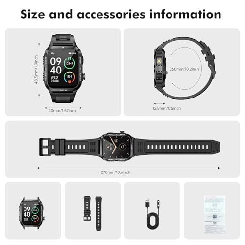 ALLENERGY Smart Watch for Men (Answer/Make Call) 1.96IN Waterproof SmartWatches with Flashlight 30+ Days Extra Long Battery Life 24/7 Fitness Tracker for 100+ Sport - Gift for Friend and Family