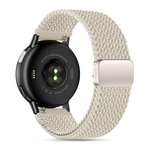 Folavii 20mm Magnetic Braided Nylon Band Compatible With Garmin Vivoactive 6/Vivoactive 5/3/3 Music Watch Bands, Quick Release Stretchy Strap Replacement for Venu Sq 2/Forerunner 55/165/245/645