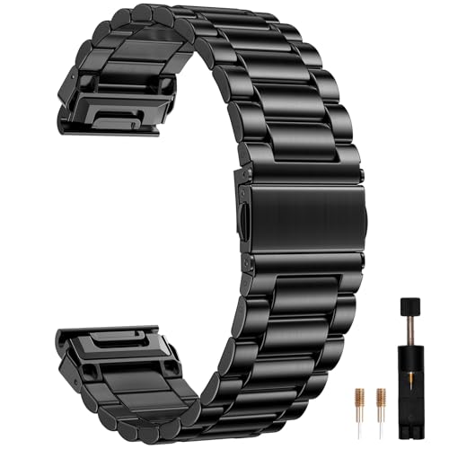 GEAK Quickfit Compatible with Garmin Fenix 6 Watch Band, 22mm Watch Band Adjustable Sport Strap for Fenix 8 47mm Band, Stainless Steel Metal Material Replacement Wristbands for Fenix 5/6 / 7 Watch