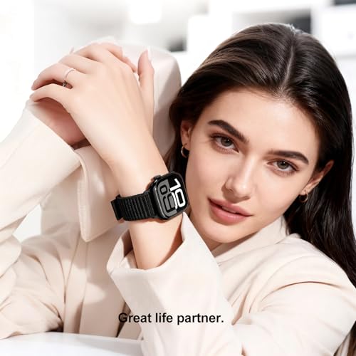 OMECKY Sport Band Compatible with Apple Watch Bands Series 11 10 46mm, 9 8 7 45mm, 4 5 6 & SE 2 3 44mm, Ultra 49mm for Women Men, Stretchy Straps for iWatch, Breathable, Nylon Soft Loop Ideal for Outdoor
