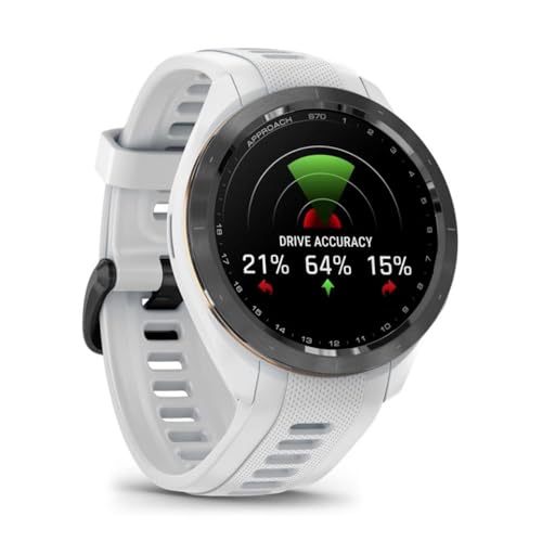 Garmin 010-02746-00 Approach S70 42 mm Premium GPS Golf Watch, White Band Bundle with Deco Essentials Charging Dock, 3X Silicone Dust Cover and USB Type C Charging and Sync Cable
