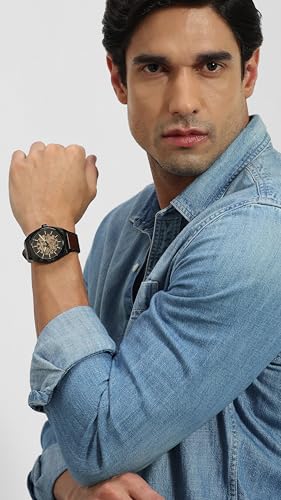 Fossil Men's Everett Automatic Stainless Steel, Three-Hand Watch for Men, Color: Black, Brown