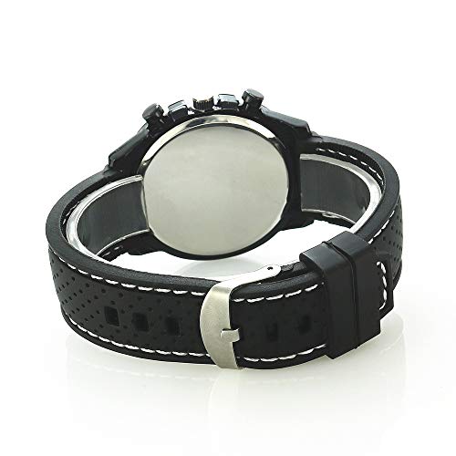 LsvtrUS Men's GT Racer Sport Watch Military Pilot Aviator Army Style Black Silicone Mens Watch
