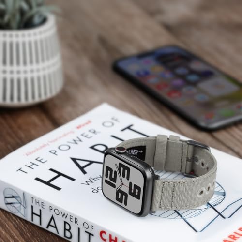 Archer Watch Straps - Canvas Straps for Apple Watch (Ash Gray, Gray, 44/45/46/49mm)