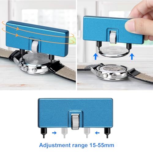 JOREST Watch Battery Replacement Kit, Watch Back Remover for Rotate Open Watch Cover, Watch Opening Tool, Watch Strap Removal, Watch Case Opener with Anti-scratch film, Spring Bar, Instruction Manual
