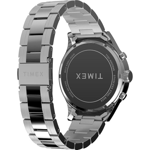 Timex Men's Dress Chronograph 43mm Watch - Silver-Tone Bracelet Black Dial Silver-Tone Case