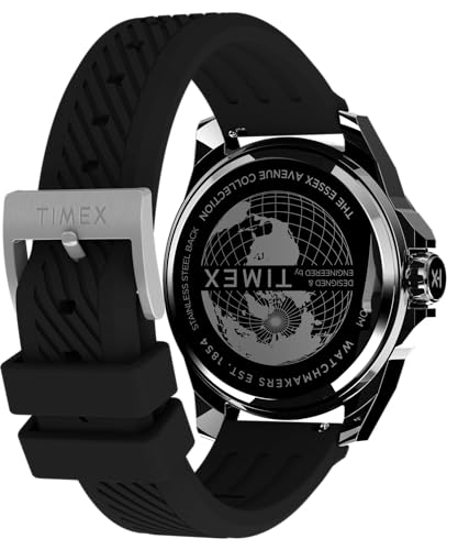 Timex Men's Essex 46mm Watch - Black Strap Black Dial Silver-Tone Case