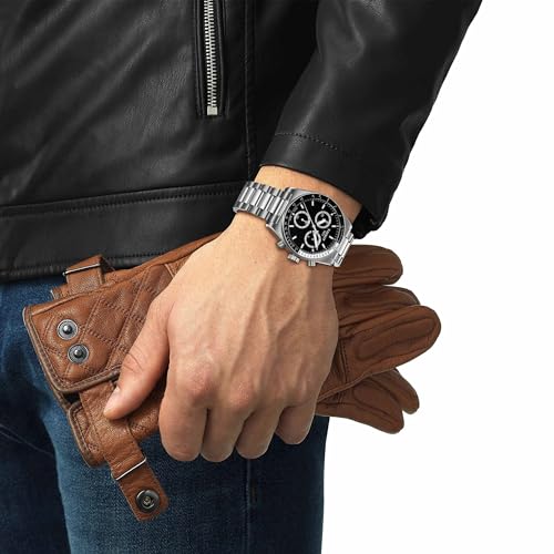 Tissot PR516 Chronograph, Swiss Quartz Watch for Men, Stainless Steel Case and Bracelet, Black Dial, 40 mm, T1494171105100