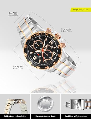 Invicta Men's 14877 Specialty Chronograph Black Textured Dial Two Tone Stainless Steel Watch